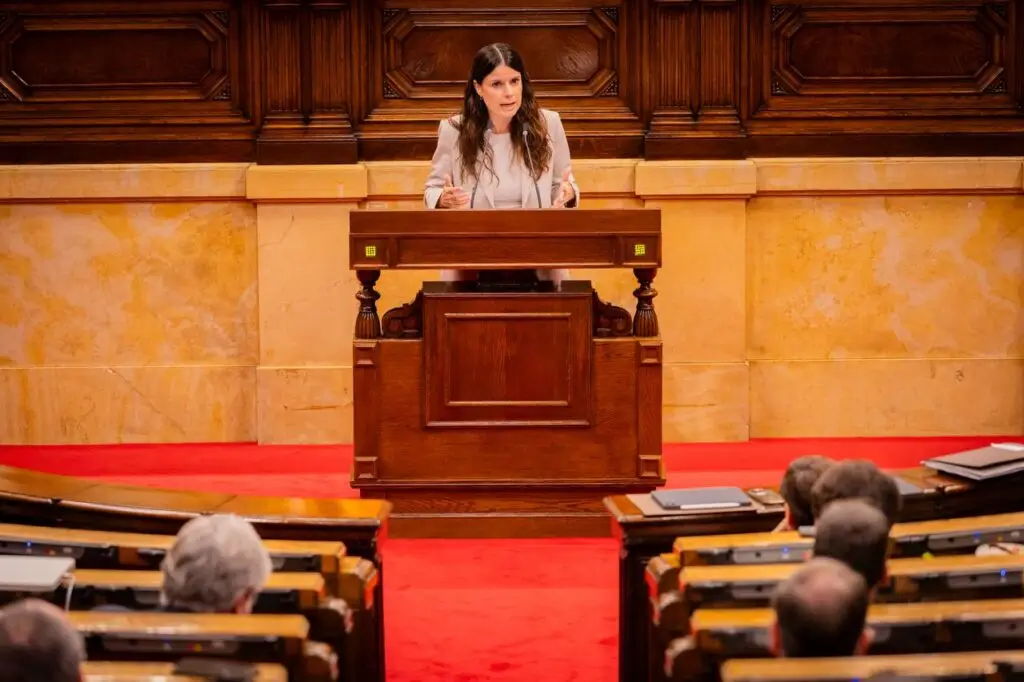 La presidenta del grup parlamentari, Mònica Sales, en una intervenció al Ple