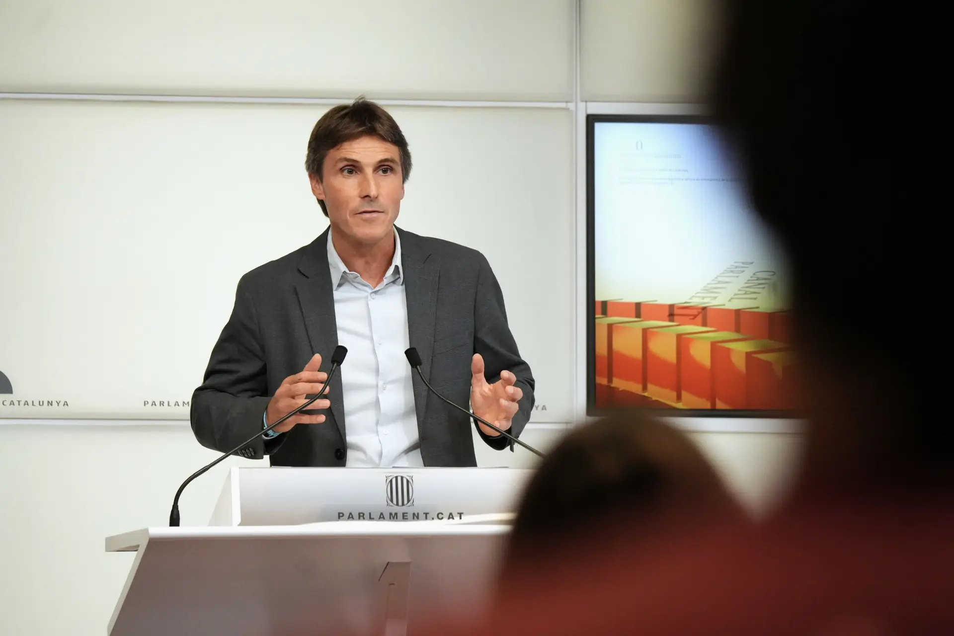 El portaveu del grup parlamentari, Salvador Vergés, en una roda de premsa